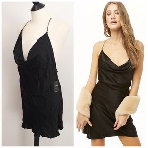 FOREVER 21 satin deep cowl chain dress
